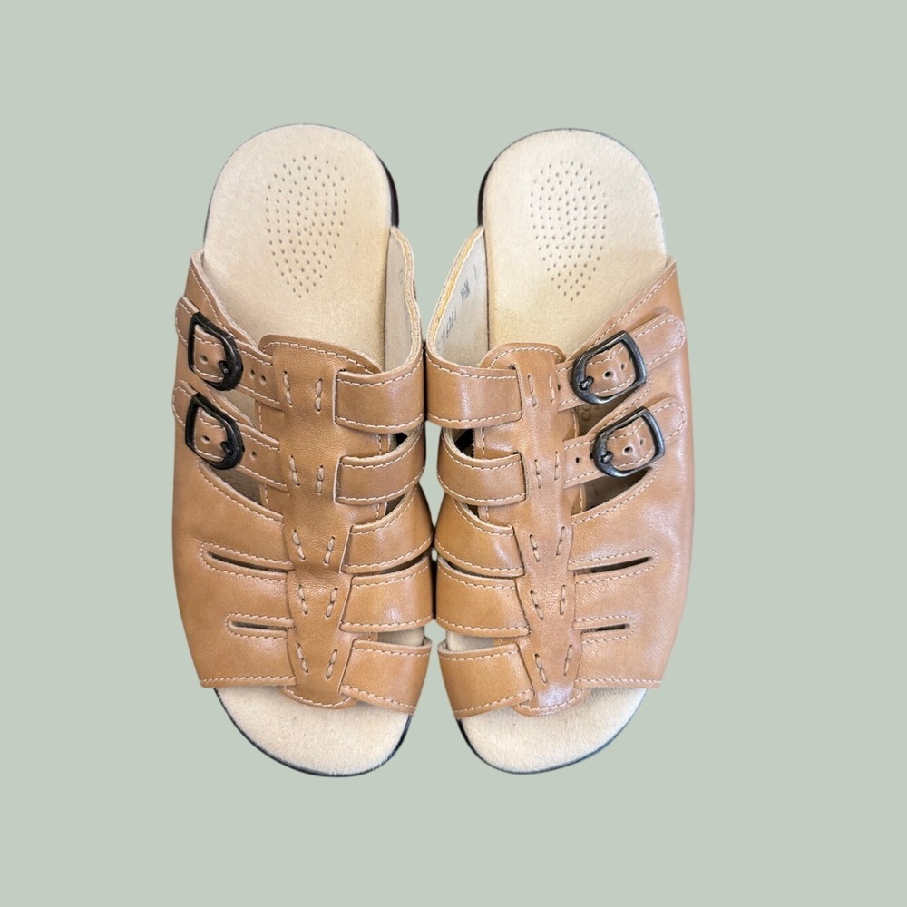 SAS Tripad Comfort Tan Leather Wedge Sandals